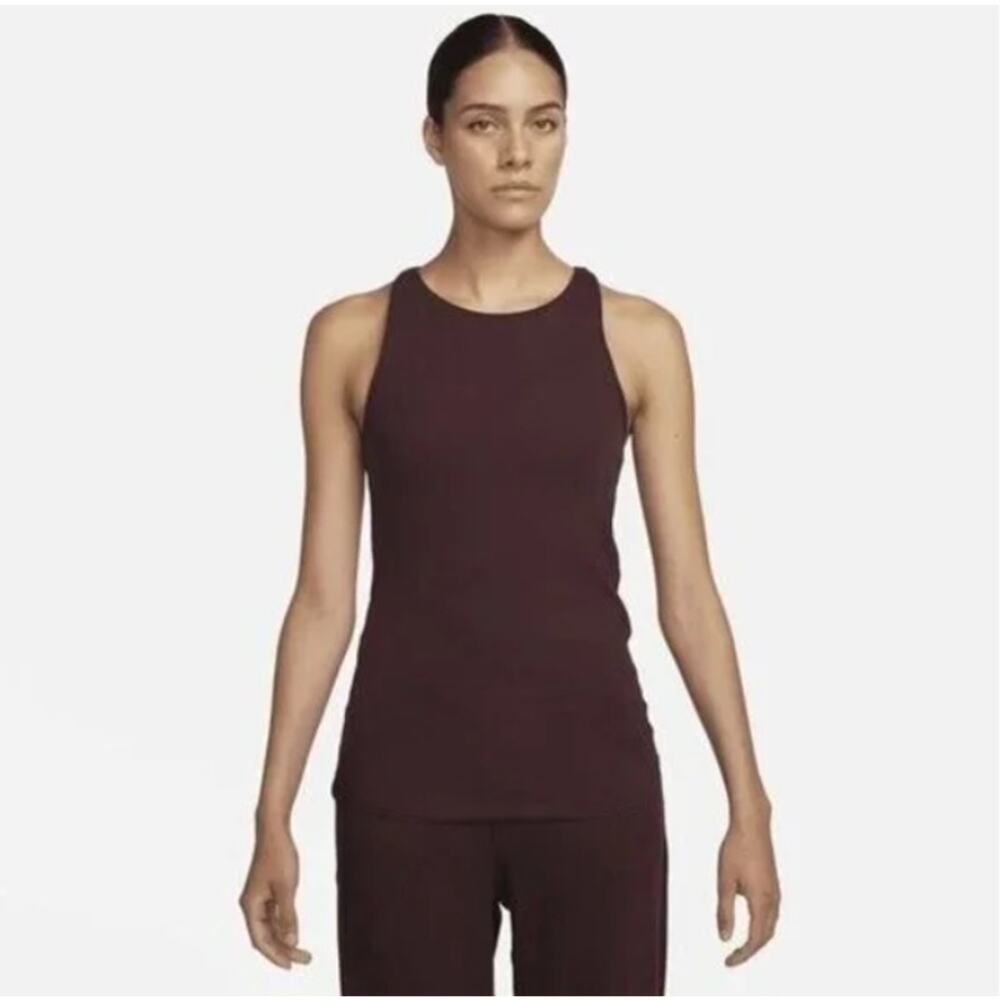 Nike Yoga Luxe SE Ribbed Tank Top Burgundy Crush Womens Sz M